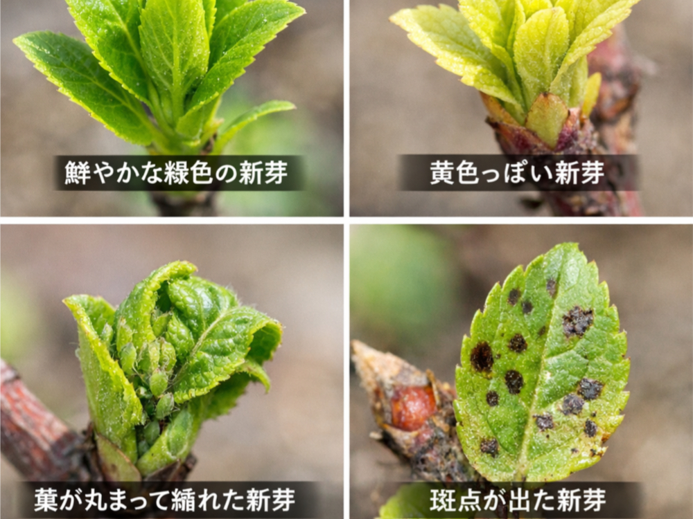 新芽の健康状態の変化