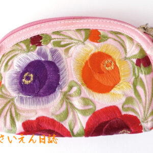 花の刺繍 アジアンな小銭入れ