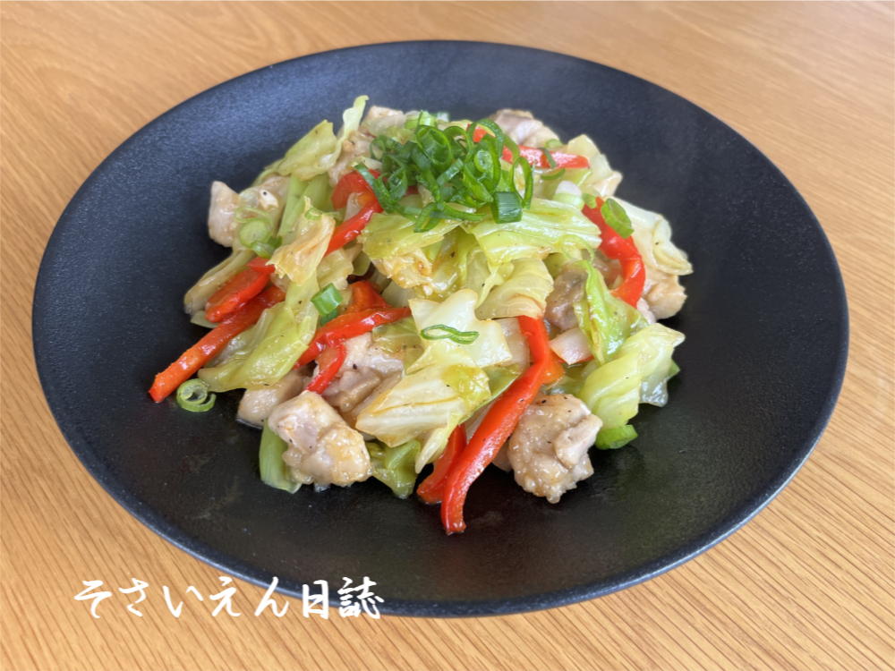 春キャベツと鶏もも肉のガーリック炒め