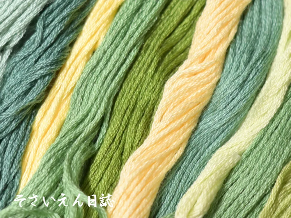 グリーンの刺繍糸